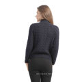 wholesale winter knitted pure dark grey pattern cashmere sweater with sleeve